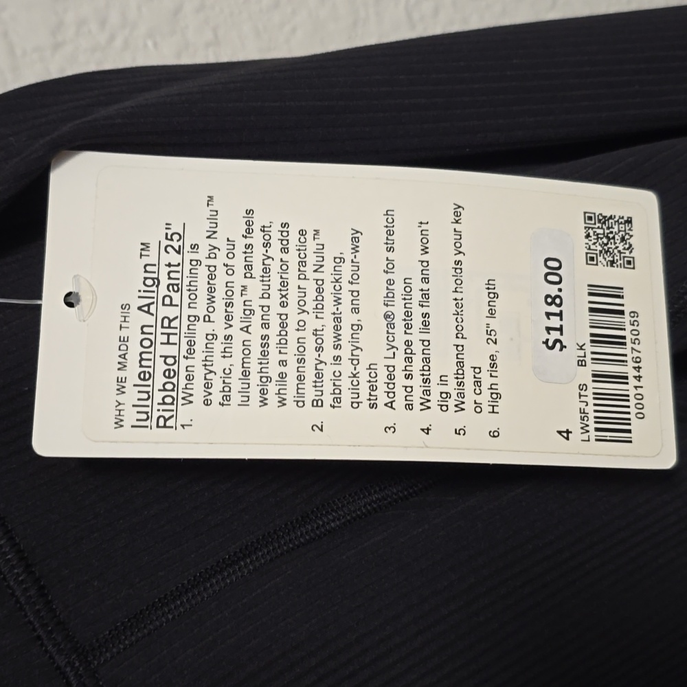 Lululemon Athletica Women's Black Ribbed HR Pants - Picture 4 of 5